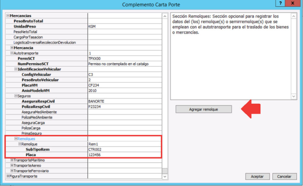 como configurar remolques en carta porte