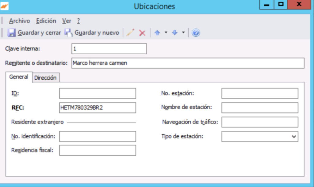 Registro de ubicaciones carta porte ERP microsip